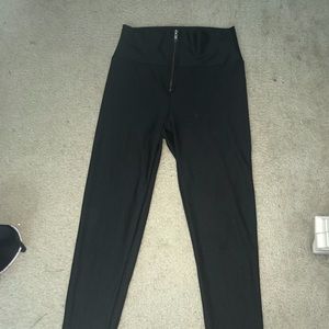 Black leggings with front zipper